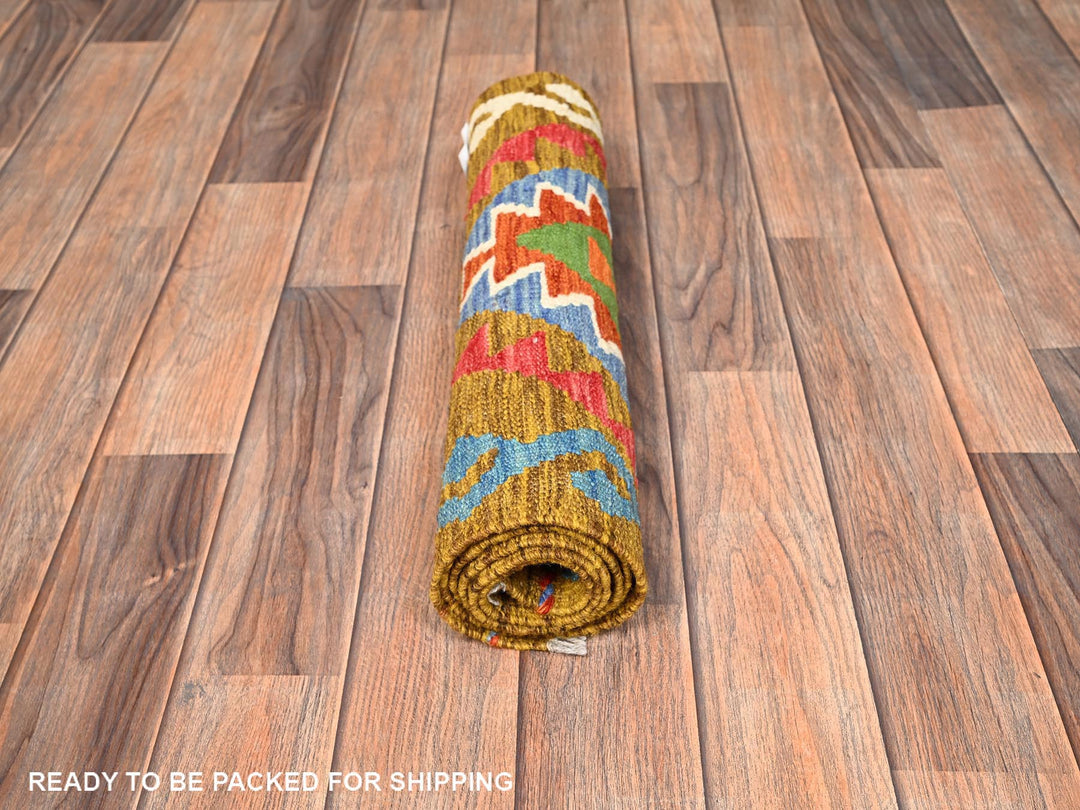 1'10" x 4'11" New Hand Woven Multicolored Wool Runner Oriental Rug - MOA1021935