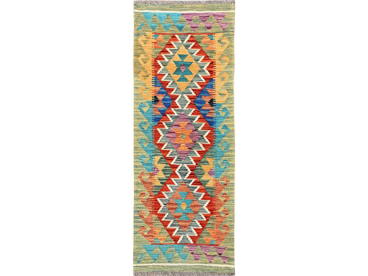 1'8" x 4'9" New Hand Woven Multicolored Wool Runner Oriental Rug - MOA1021937