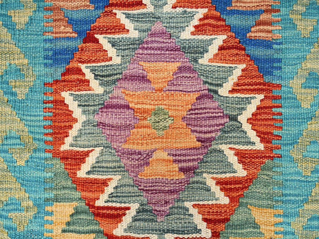 1'8" x 4'9" New Hand Woven Multicolored Wool Runner Oriental Rug - MOA1021937