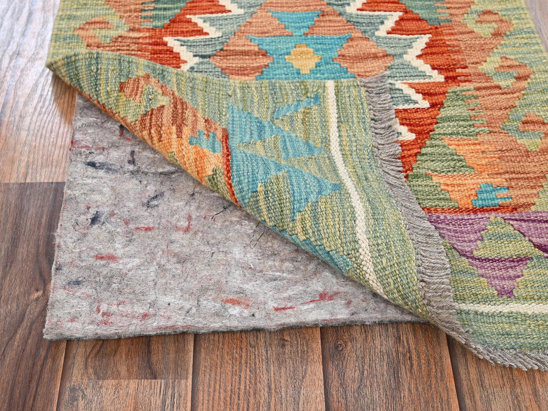 1'8" x 4'9" New Hand Woven Multicolored Wool Runner Oriental Rug - MOA1021937