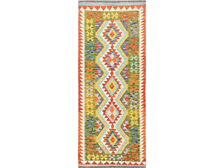 2'7" x 6'8" New Hand Woven Multicolored Wool Runner Oriental Rug - MOA1021946