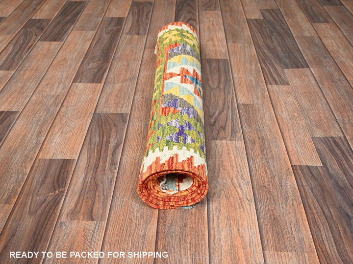 2'7" x 6'8" New Hand Woven Multicolored Wool Runner Oriental Rug - MOA1021946