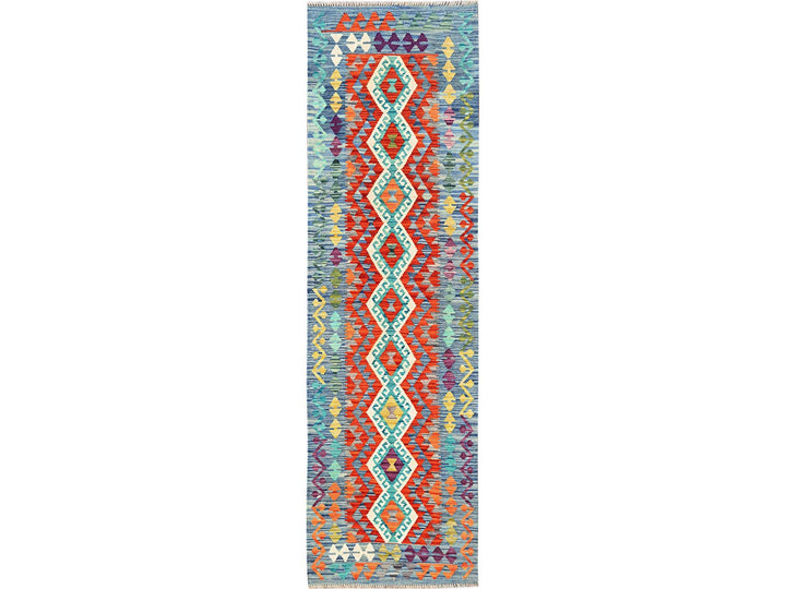 2'7" x 9'6" New Hand Woven Multicolored Wool Runner Oriental Rug - MOA1021950
