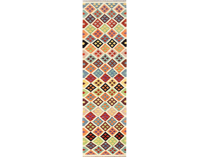 2'7" x 10'1" New Hand Woven Multicolored Wool Runner Oriental Rug - MOA1021951