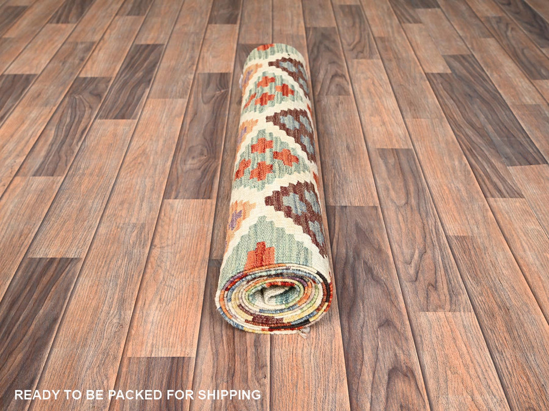 2'7" x 10'1" New Hand Woven Multicolored Wool Runner Oriental Rug - MOA1021951