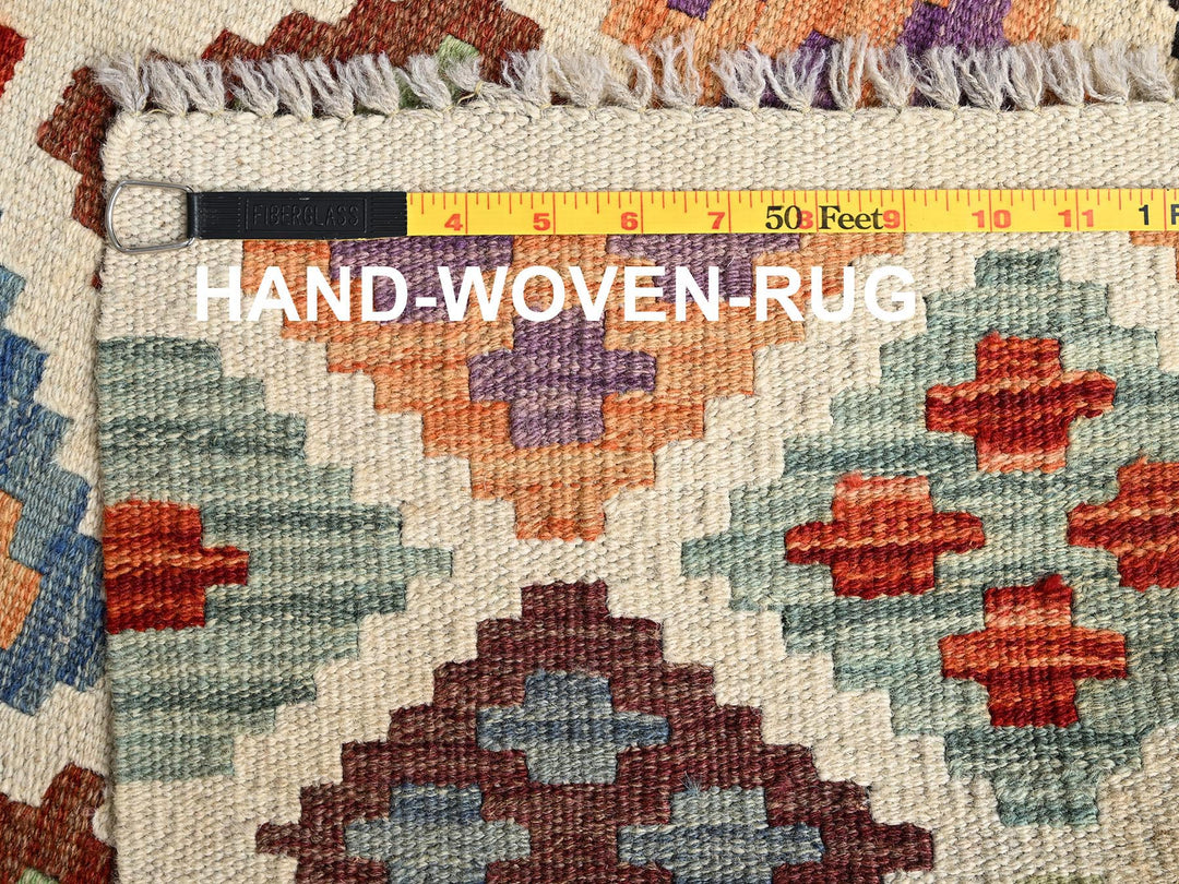 2'7" x 10'1" New Hand Woven Multicolored Wool Runner Oriental Rug - MOA1021951