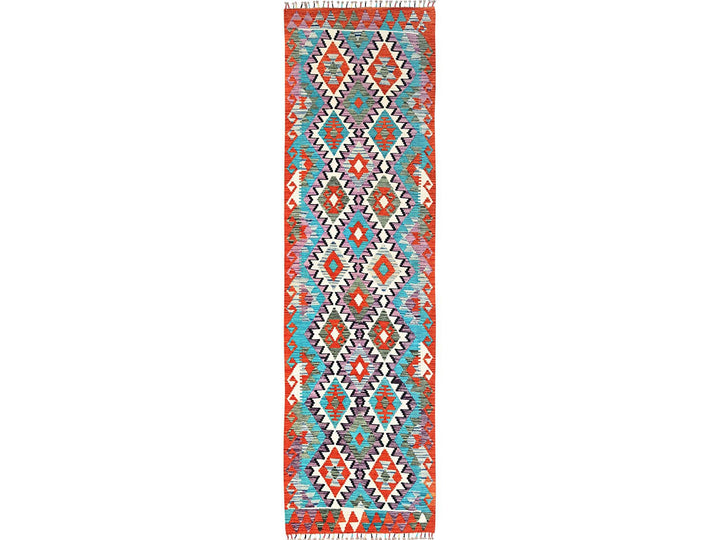 2'9" x 10'1" New Hand Woven Multicolored Wool Runner Oriental Rug - MOA1021954