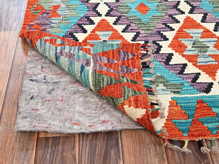 2'9" x 10'1" New Hand Woven Multicolored Wool Runner Oriental Rug - MOA1021954