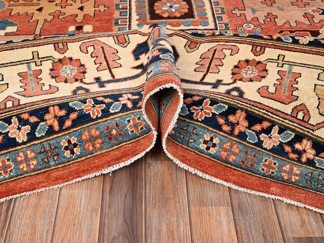 11'11" x 15'9" New Hand Knotted Orange Wool Rectangle Oriental Rug - MOA1021967