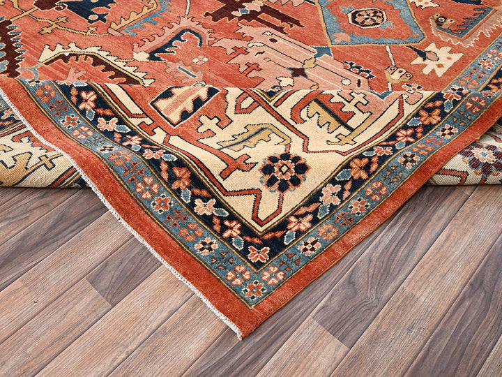 11'11" x 15'9" New Hand Knotted Orange Wool Rectangle Oriental Rug - MOA1021967