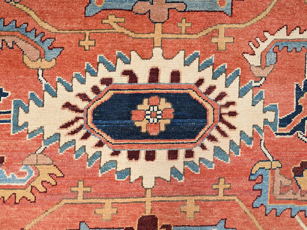 11'11" x 15'9" New Hand Knotted Orange Wool Rectangle Oriental Rug - MOA1021967