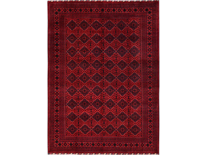 8'5" x 11'5" New Hand Knotted Red Wool Rectangle Oriental Rug - MOA1021968