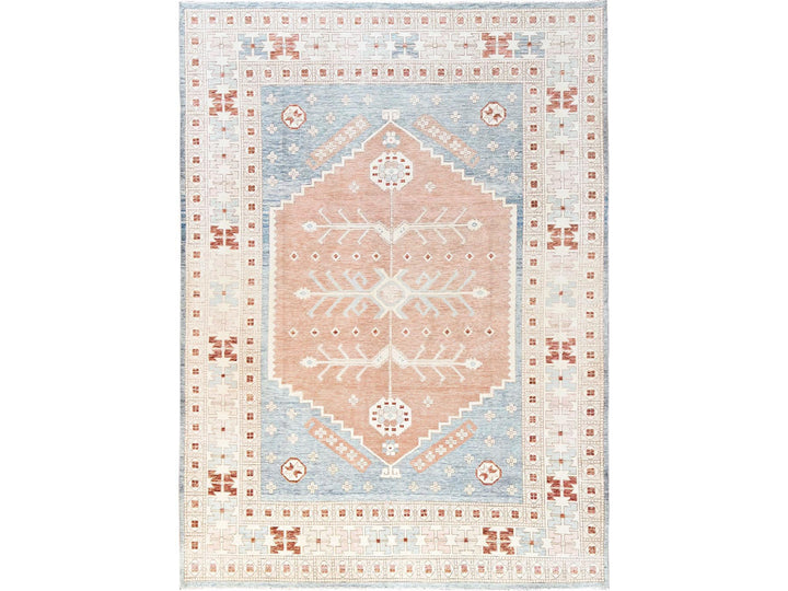 9'10" x 13'5" New Hand Knotted Pink Wool Rectangle Oriental Rug - MOA1021972
