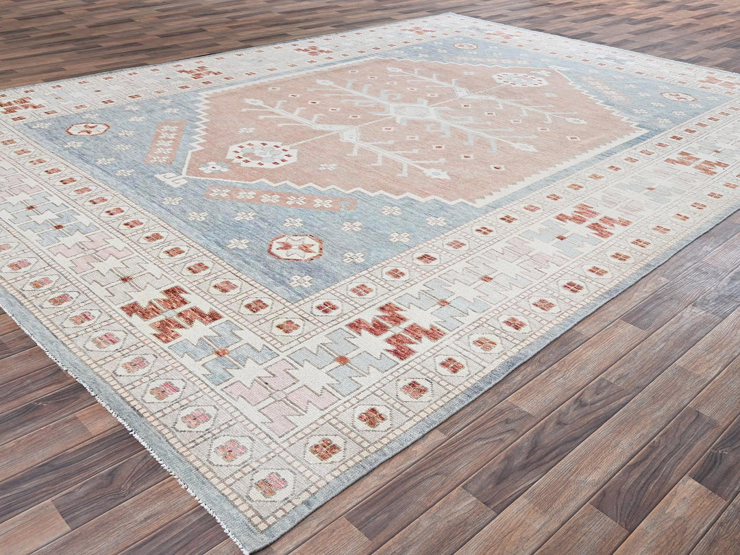 9'10" x 13'5" New Hand Knotted Pink Wool Rectangle Oriental Rug - MOA1021972