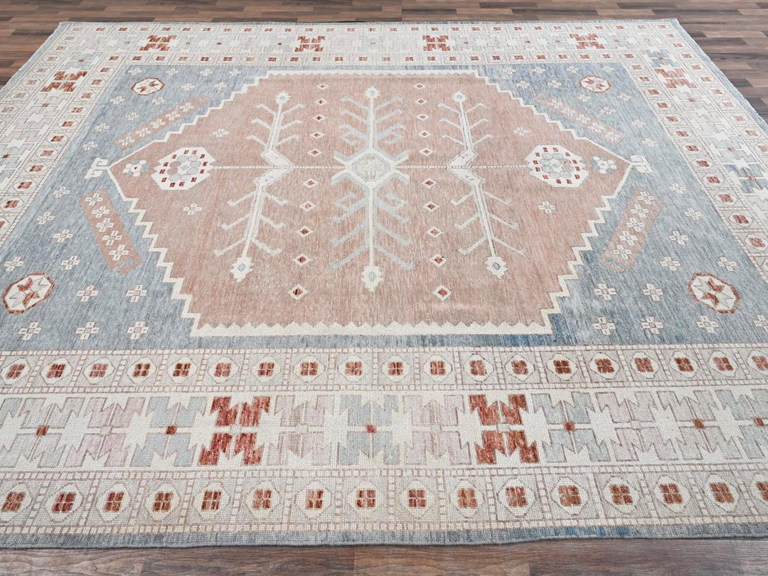 9'10" x 13'5" New Hand Knotted Pink Wool Rectangle Oriental Rug - MOA1021972