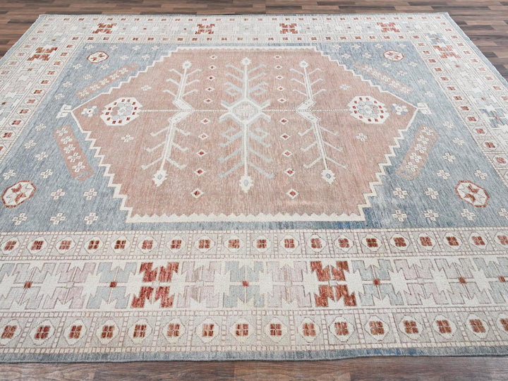 9'10" x 13'5" New Hand Knotted Pink Wool Rectangle Oriental Rug - MOA1021972