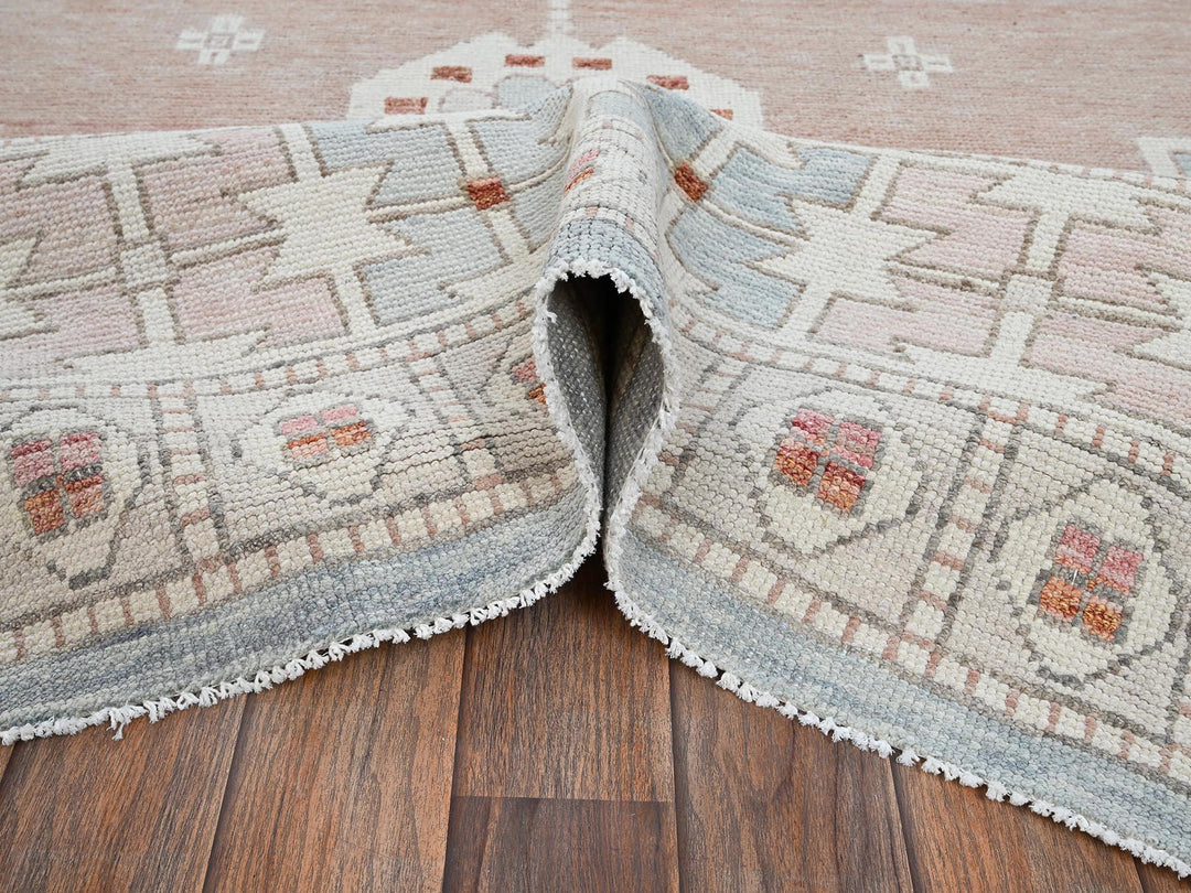 9'10" x 13'5" New Hand Knotted Pink Wool Rectangle Oriental Rug - MOA1021972