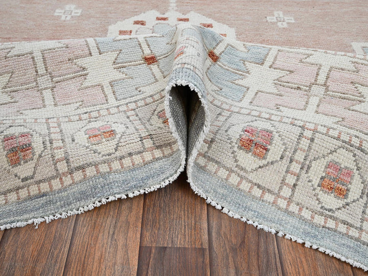 9'10" x 13'5" New Hand Knotted Pink Wool Rectangle Oriental Rug - MOA1021972