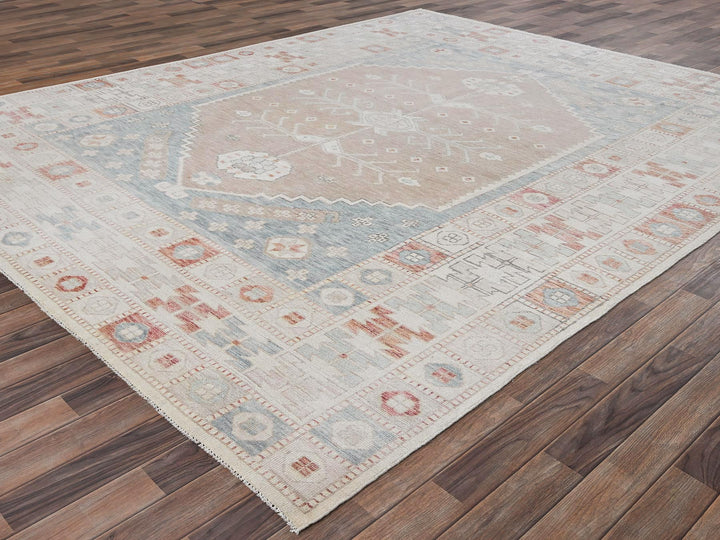 8'10" x 10'10" New Hand Knotted Pink Wool Rectangle Oriental Rug - MOA1021974