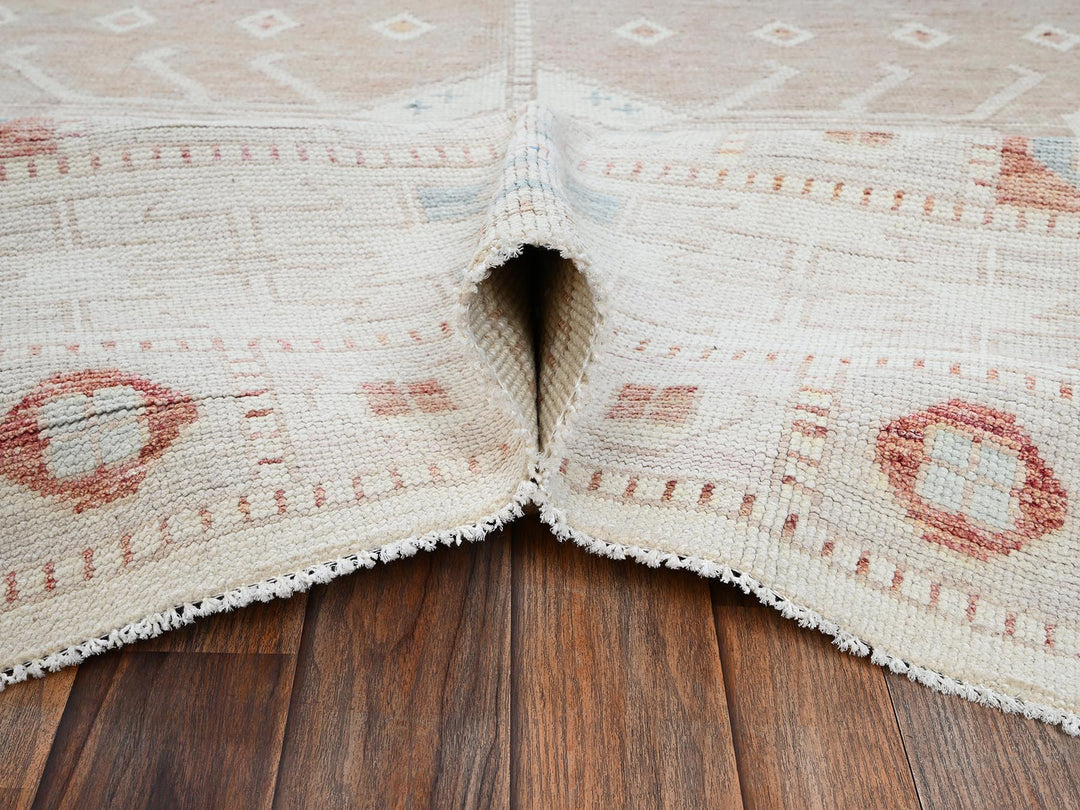 8'10" x 10'10" New Hand Knotted Pink Wool Rectangle Oriental Rug - MOA1021974