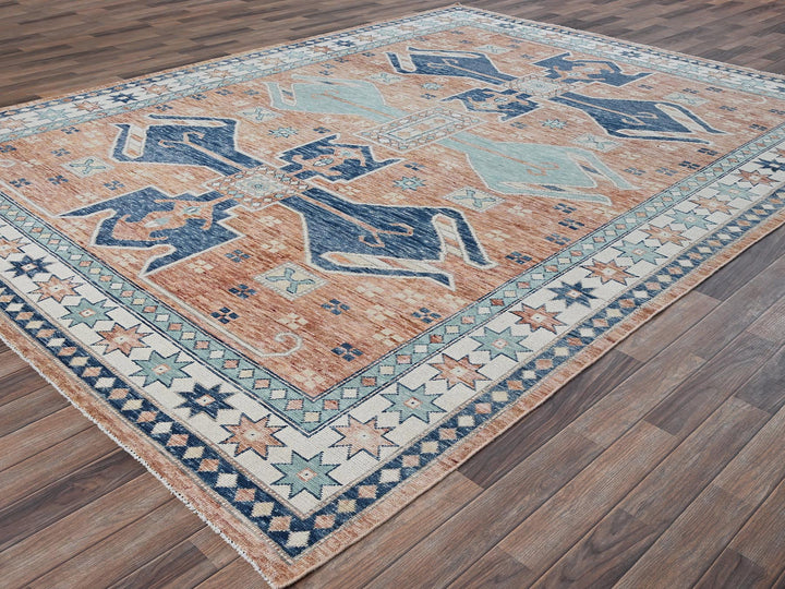 8'10" x 11'9" New Hand Knotted Orange Wool Rectangle Oriental Rug - MOA1021975