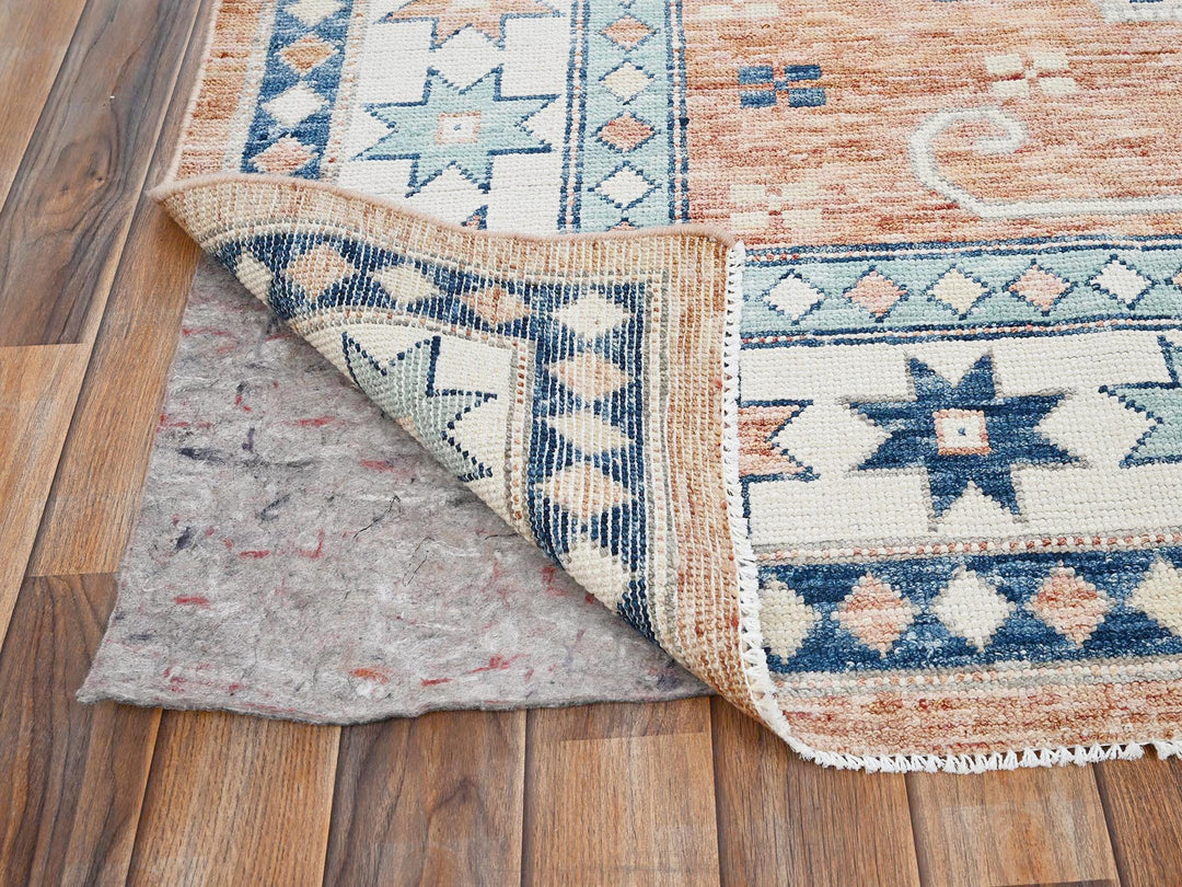 8'10" x 11'9" New Hand Knotted Orange Wool Rectangle Oriental Rug - MOA1021975