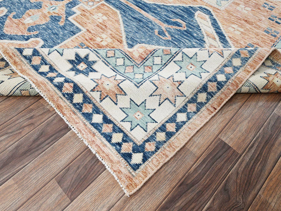 8'10" x 11'9" New Hand Knotted Orange Wool Rectangle Oriental Rug - MOA1021975