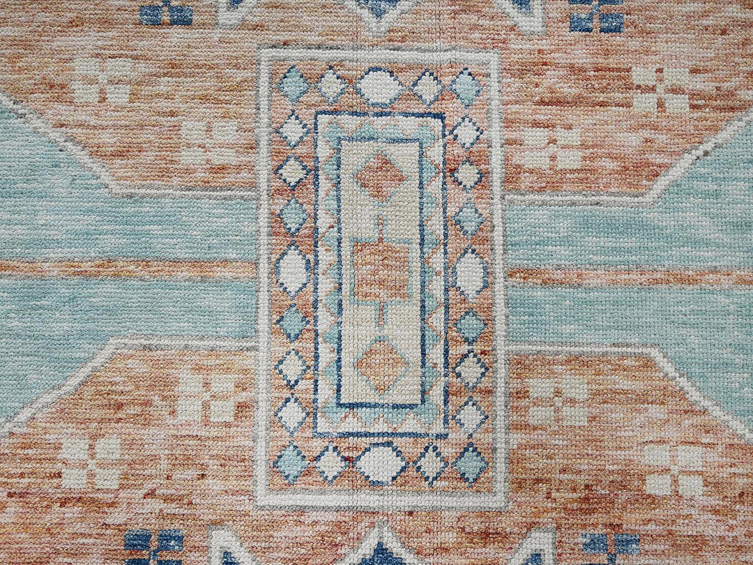 8'10" x 11'9" New Hand Knotted Orange Wool Rectangle Oriental Rug - MOA1021975