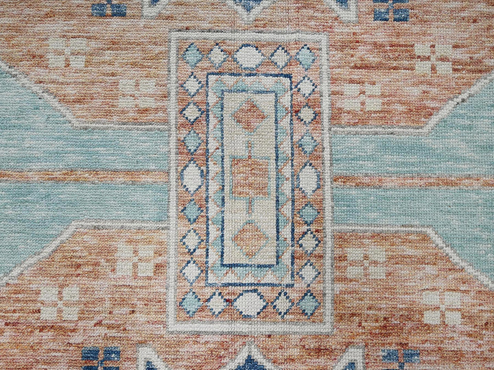 8'10" x 11'9" New Hand Knotted Orange Wool Rectangle Oriental Rug - MOA1021975