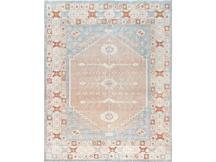 11'7" x 14'9" New Hand Knotted Pink Wool Rectangle Oriental Rug - MOA1021976