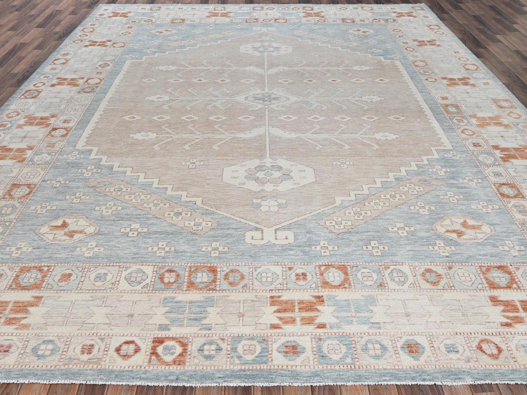 11'7" x 14'9" New Hand Knotted Pink Wool Rectangle Oriental Rug - MOA1021976