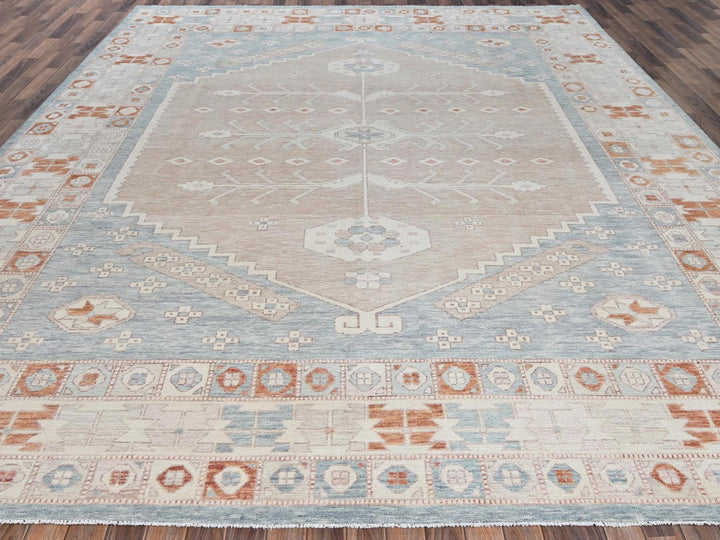 11'7" x 14'9" New Hand Knotted Pink Wool Rectangle Oriental Rug - MOA1021976