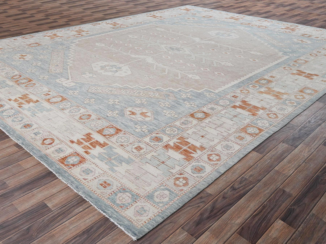 11'7" x 14'9" New Hand Knotted Pink Wool Rectangle Oriental Rug - MOA1021976