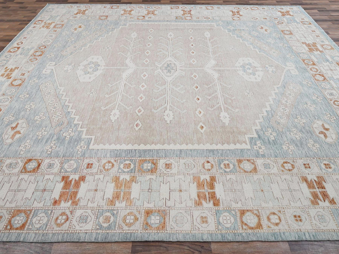 11'7" x 14'9" New Hand Knotted Pink Wool Rectangle Oriental Rug - MOA1021976