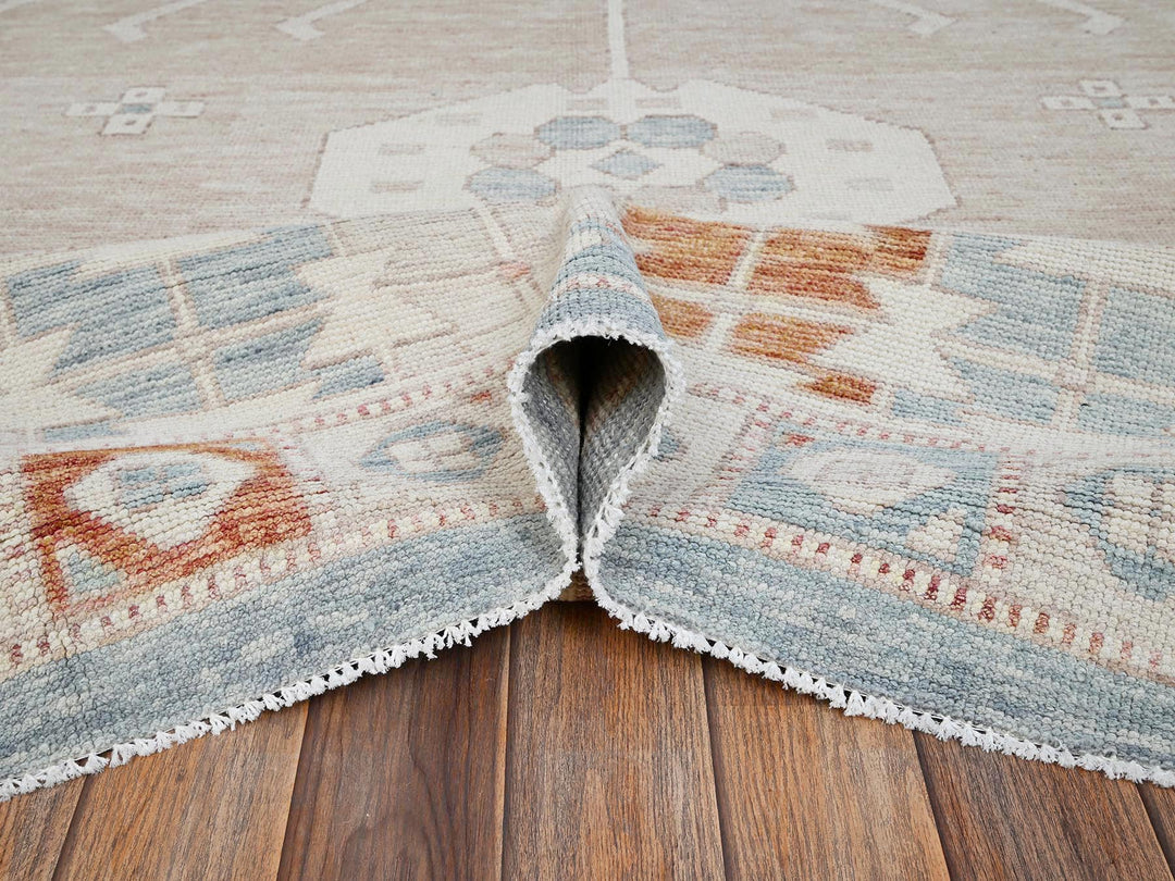 11'7" x 14'9" New Hand Knotted Pink Wool Rectangle Oriental Rug - MOA1021976