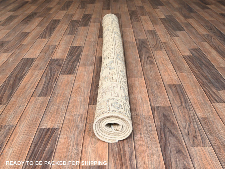 4'10" x 6'10" New Hand Knotted Beige Wool Rectangle Oriental Rug - MOA1021978