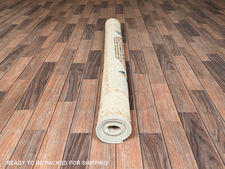 4'11" x 6'9" New Hand Knotted Blue Wool Rectangle Oriental Rug - MOA1021979