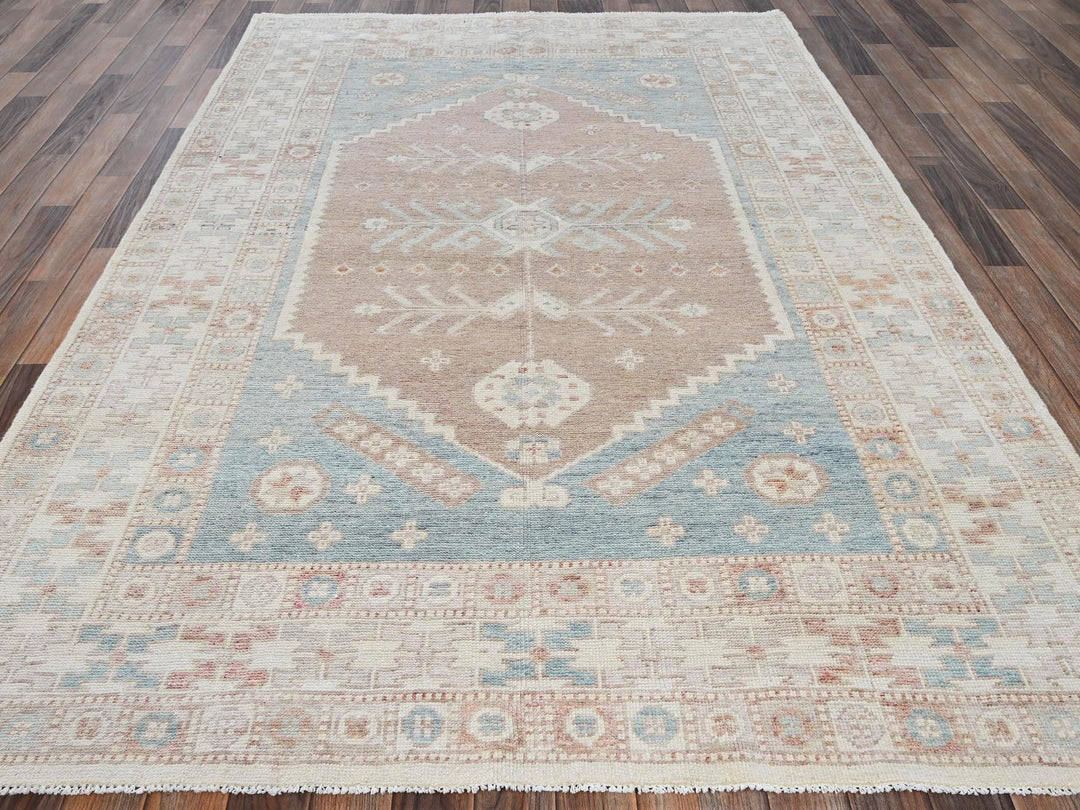 5'10" x 8'6" New Hand Knotted Pink Wool Rectangle Oriental Rug - MOA1021980