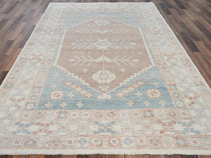 5'10" x 8'6" New Hand Knotted Pink Wool Rectangle Oriental Rug - MOA1021980