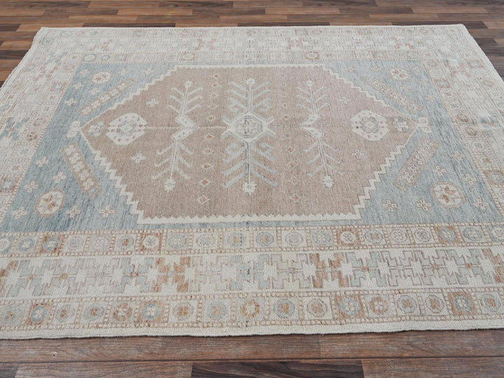 5'10" x 8'6" New Hand Knotted Pink Wool Rectangle Oriental Rug - MOA1021980