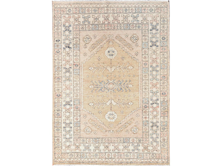 4'10" x 6'10" New Hand Knotted Brown Wool Rectangle Oriental Rug - MOA1021981