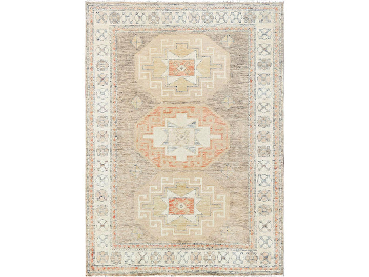 4'10" x 6'10" New Hand Knotted Brown Wool Rectangle Oriental Rug - MOA1021984