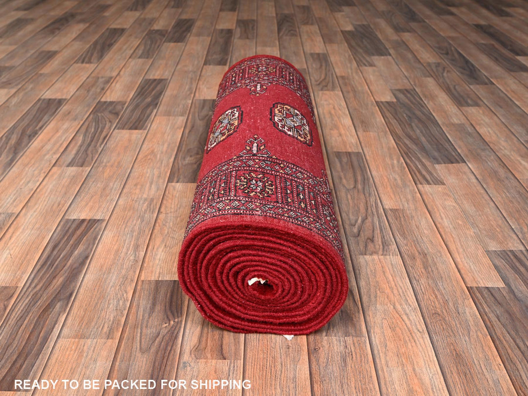 2'7" x 16'1" New Hand Knotted Red Wool Runner Oriental Rug - MOA1021985