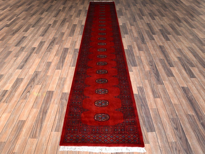 2'7" x 14'1" New Hand Knotted Red Wool Runner Oriental Rug - MOA1021986