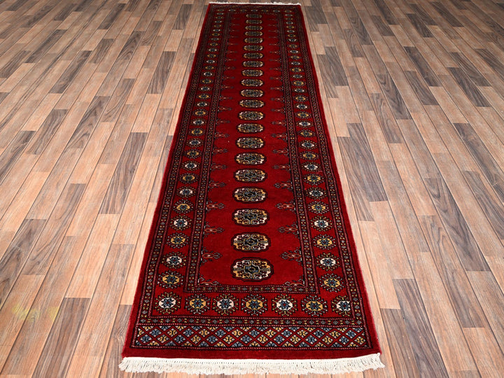 2'8" x 10'3" New Hand Knotted Red Wool Runner Oriental Rug - MOA1021987