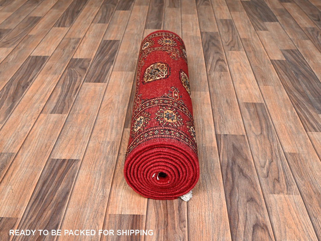 2'8" x 10'3" New Hand Knotted Red Wool Runner Oriental Rug - MOA1021987