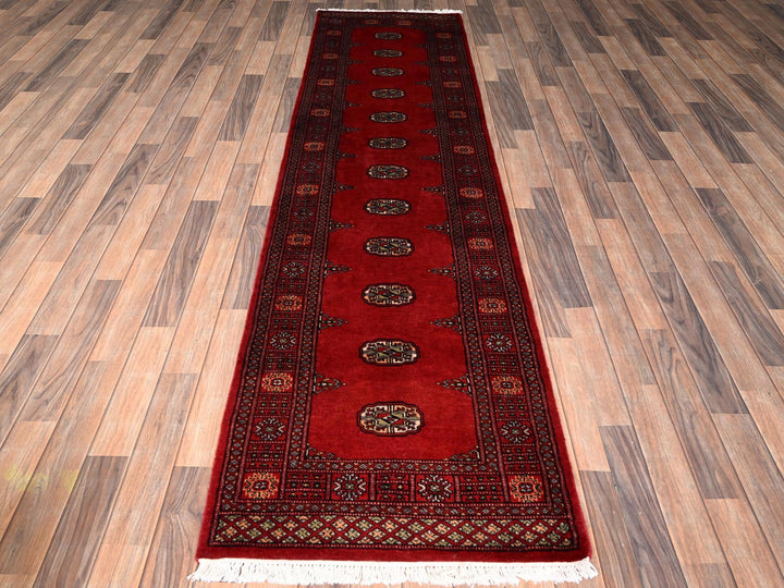 2'6" x 9'10" New Hand Knotted Red Wool Runner Oriental Rug - MOA1021988