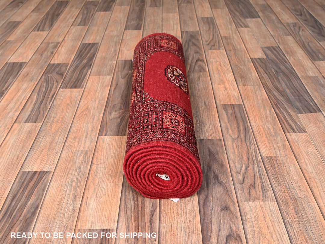 2'6" x 9'10" New Hand Knotted Red Wool Runner Oriental Rug - MOA1021988