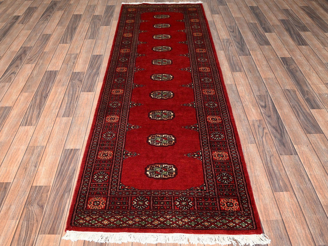 2'8" x 8'0" New Hand Knotted Red Wool Runner Oriental Rug - MOA1021989
