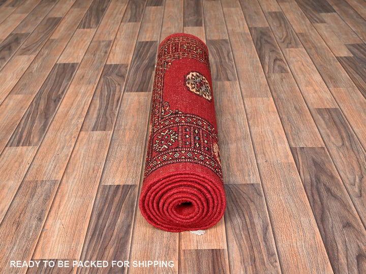 2'7" x 8'1" New Hand Knotted Red Wool Runner Oriental Rug - MOA1021993